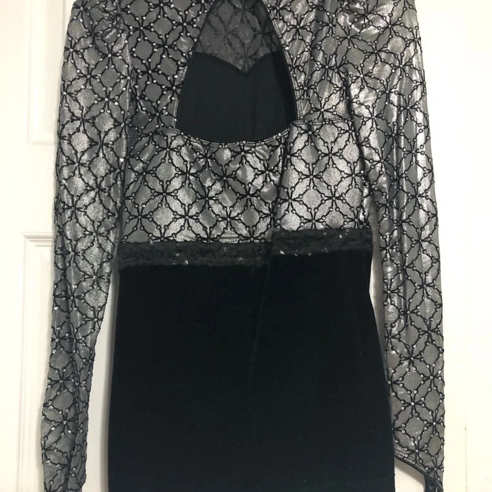 Revolution dance silver gem & black velvet costume dance  girls size large child